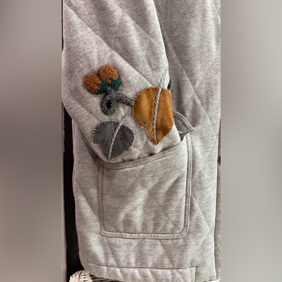 VTG 90’s Grey Cedars Quilted Coat Leather Nuts Leaves - Picture 3 of 16